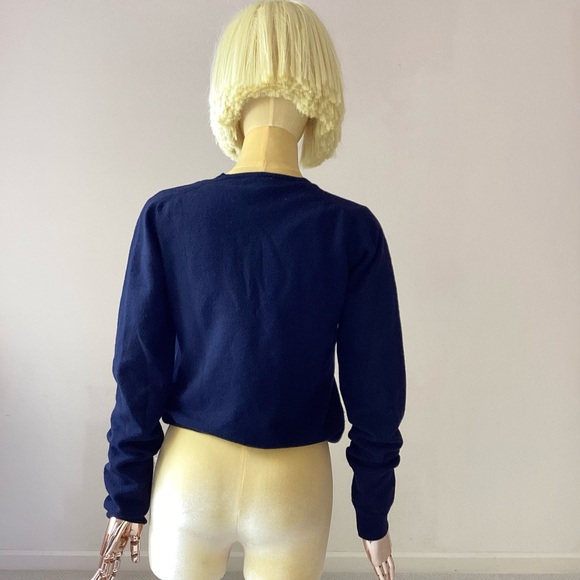 Burberry Navy Blue Cashmere Blend Crew Neck Sweater SZ 2/38 - Picture 2 of 6